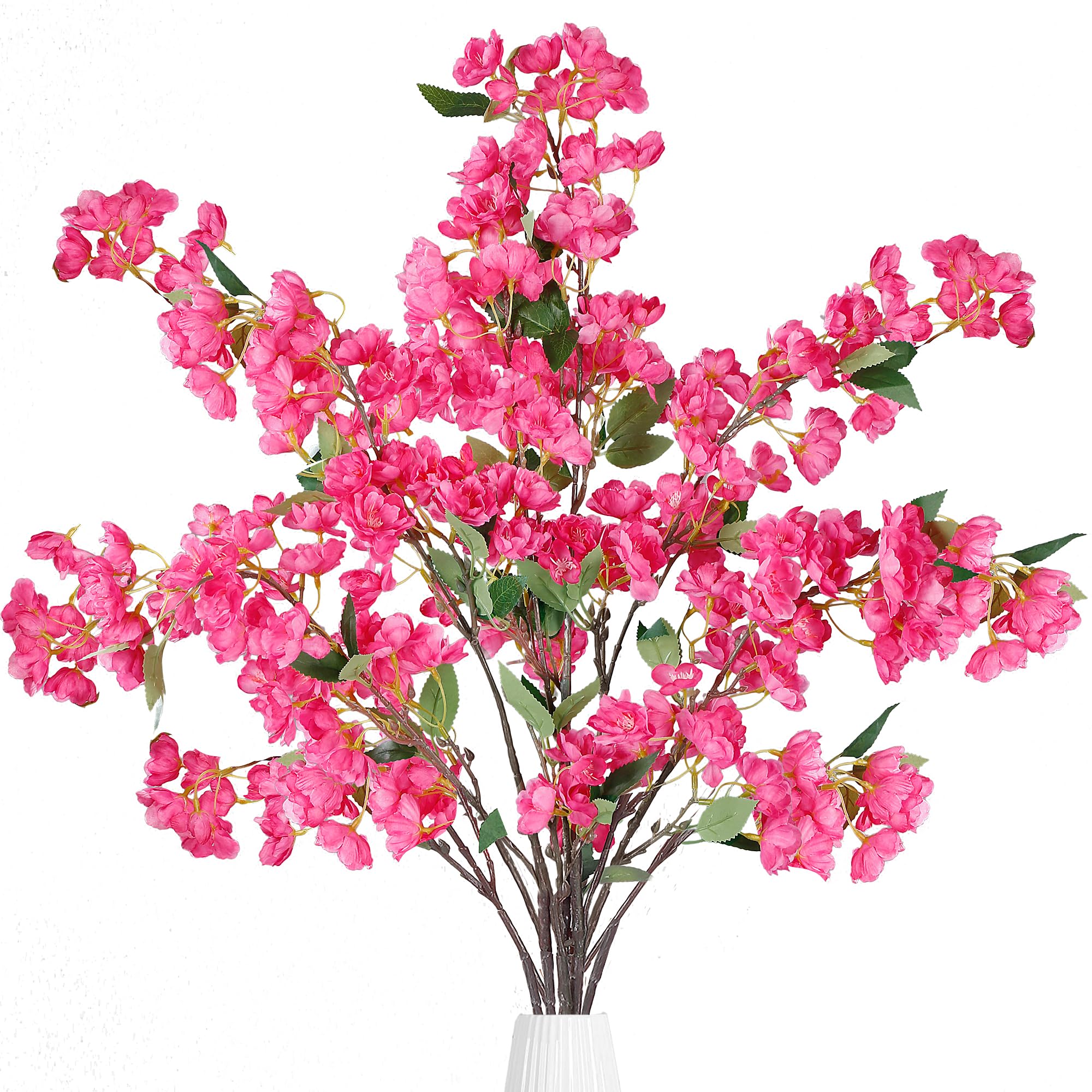 Sggvecsy Artificial Cherry Blossom Flowers 3 Pcs Faux Cherry Blossom Stems Faux Silk Cherry Blossom Branches 35.4’’ Fake Flowers Long Stems for Vase