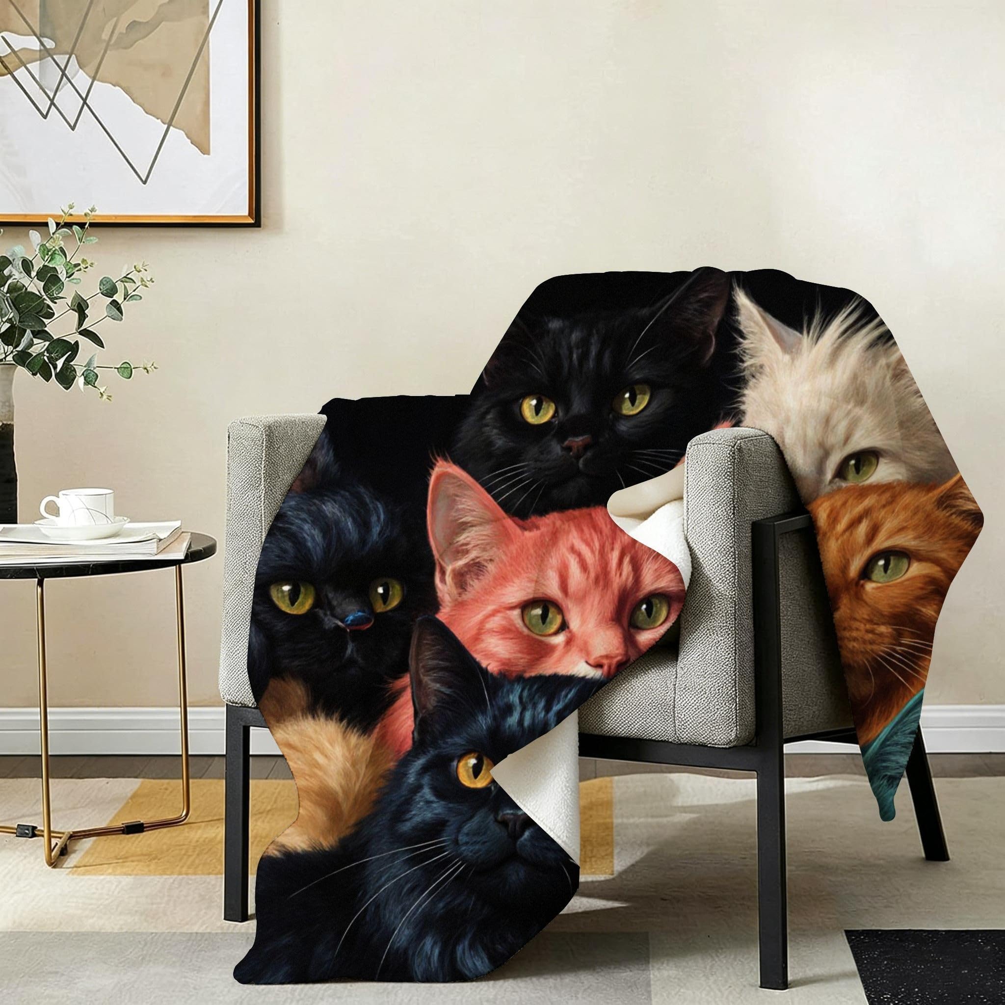 Coperta XXL 240x260 Gatto Animale Flanella Copridivano-A90 | Coperta Multiuso, Resistente Allo Sporco, Durevole e Leggero, per Divano Letto Tutta la Famiglia, Morbida Letto Matrimoniale