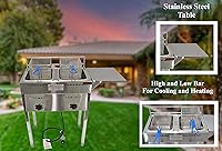 Vista 4 de Freidora de propano para exteriores, freidora doble de acero inoxidable de 18 cuartos de galón de calidad comercial con canastas, tapas y manguera