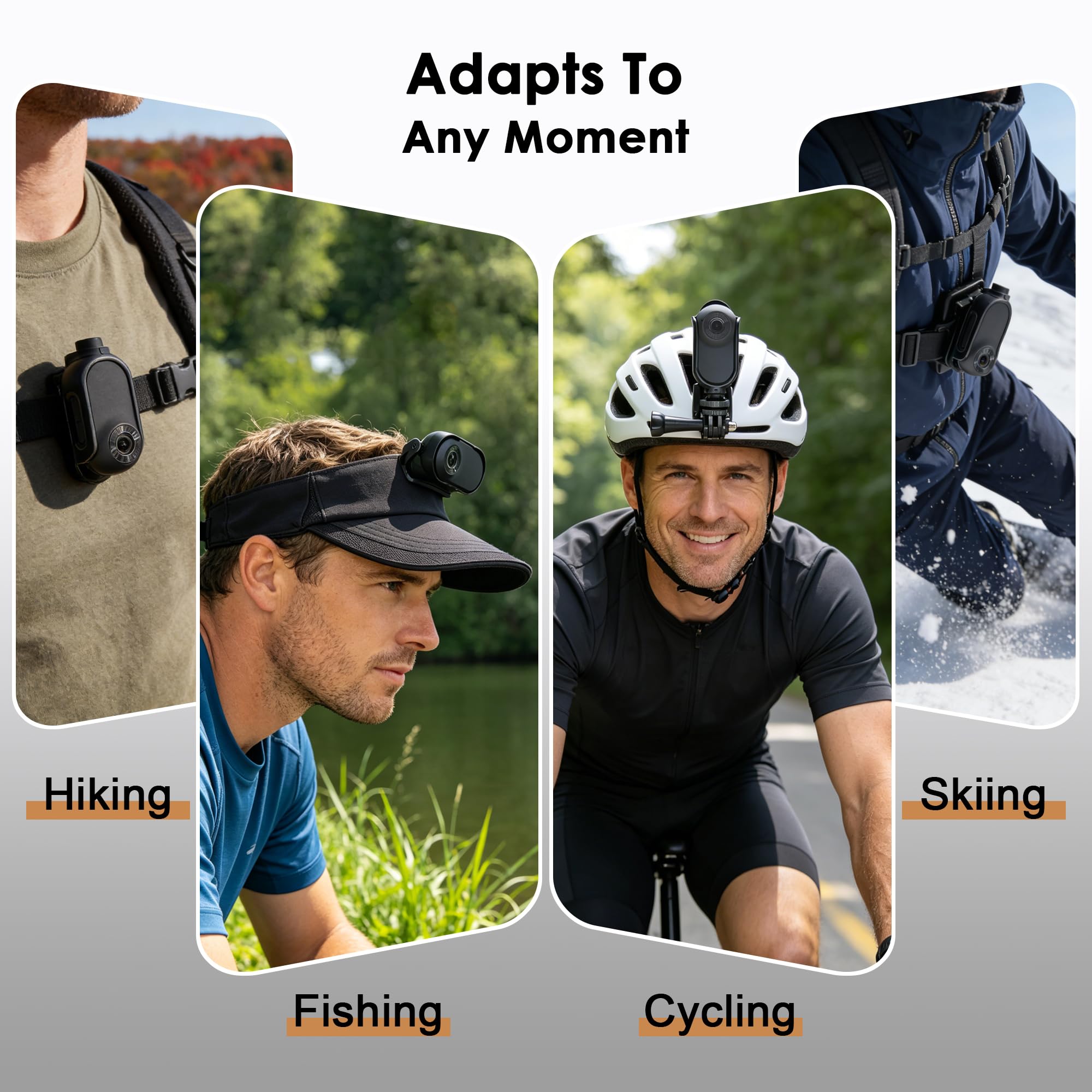 Mini Cámara Deportiva con Colgante Magnético, Action CAM con Funda Impermeable, Sumergible 10m, Pantalla 1" Cámara Corporal para Moto, Casco, Mascotas, Surf, Snorkel-Regalo para Hombre
