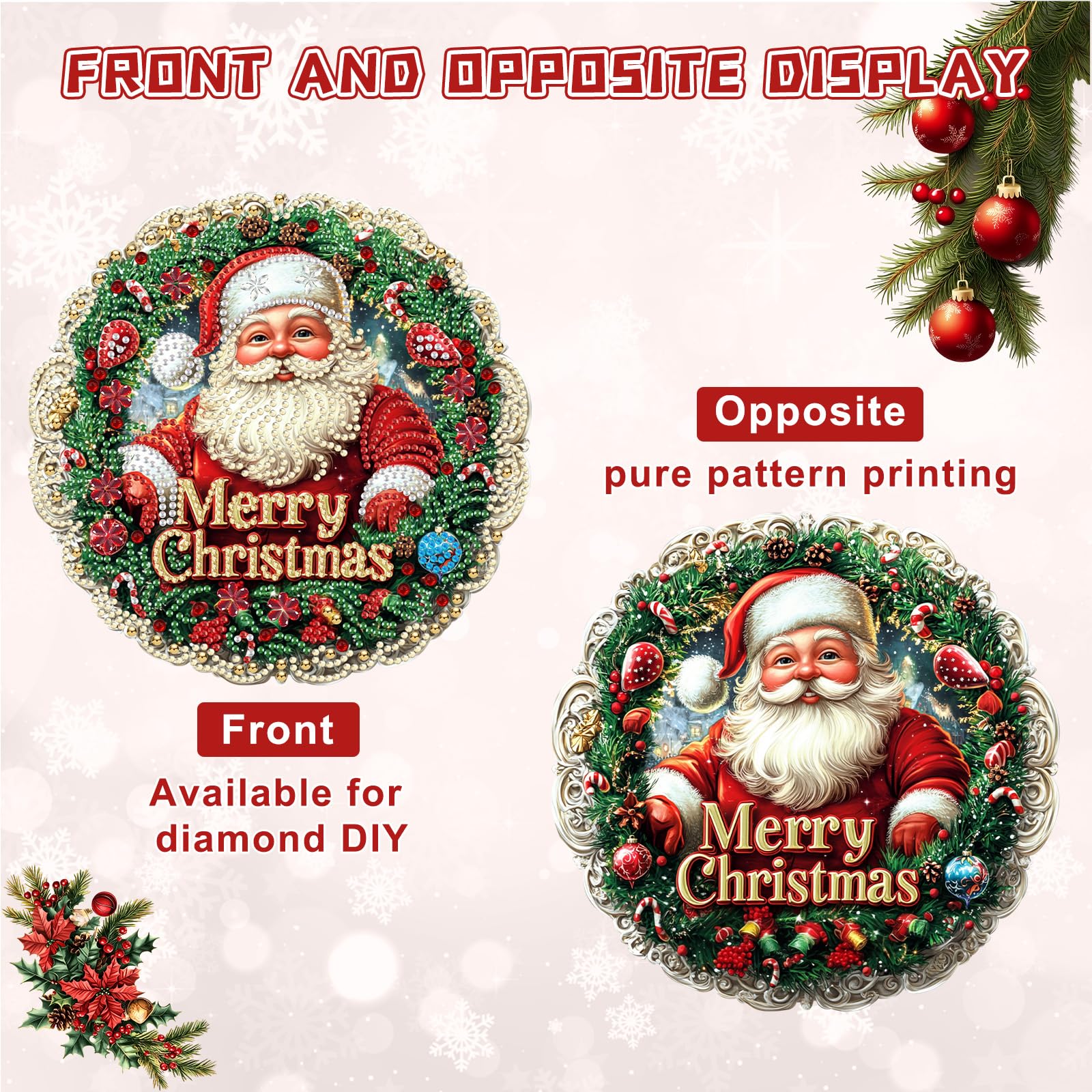 QENSPE Kerst Diamond Painting Kit Kerst Diamond Art voor Volwassenen, Volledige Boor Kardinalen Diamond Painting Kits voor Beginners Kinderen, DIY Crystal Picture Art Home Muur Decor 30x40cm/12x16 in