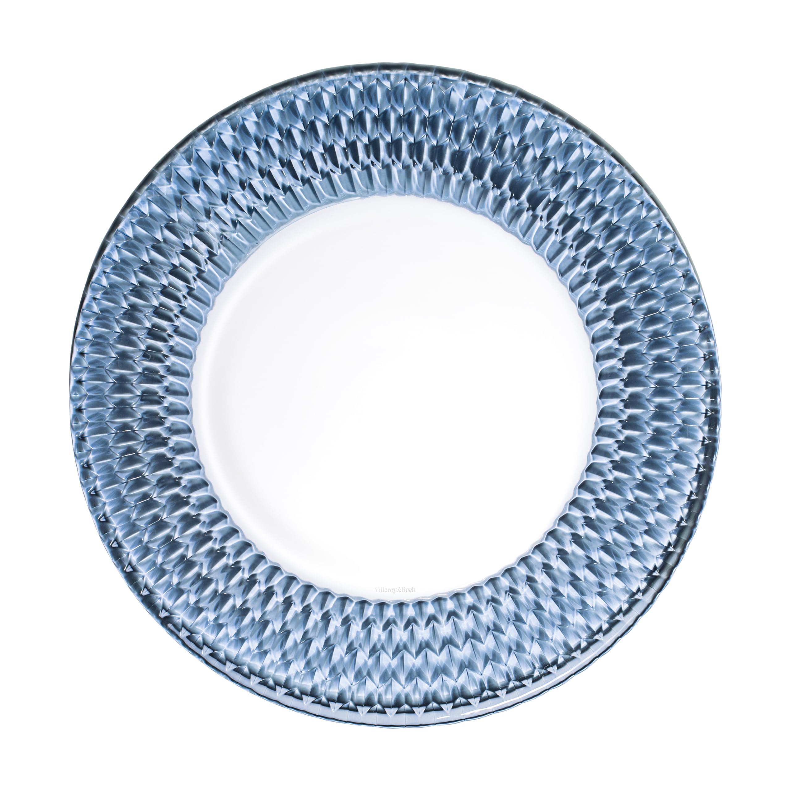 Villeroy & Boch 11-7309-0804 Boston Col Charger, Exquisitely Designed, Beautifully Shaped Dinner Plate with Blue Accent, Crystal, Glass