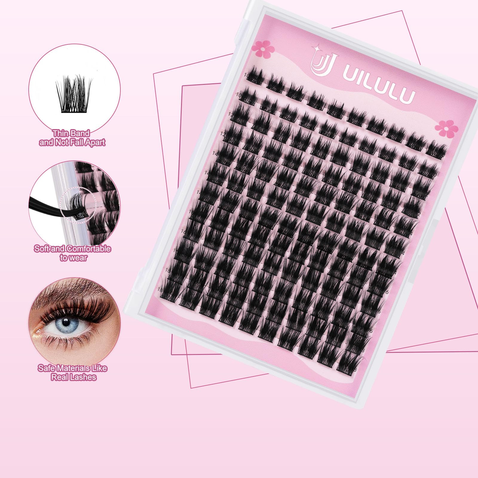 Natural Lash Cluster D Curl Einzelwimpern für DIY Extensions 10-18mm