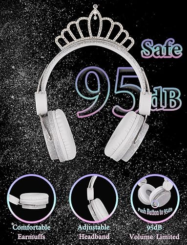 Miniatura 3 de lalacosy Auriculares Princess con micrófono para viajes, escuela, coche, avión, auriculares estéreo HD con cable de nailon para