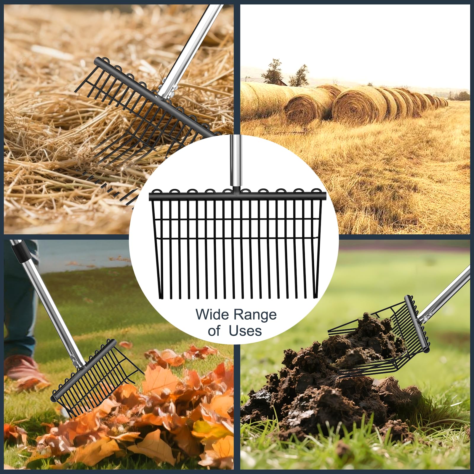 Falcetto in acciaio - Robusto falcetto per letame e fieno - Ideale per letame equino, fieno, foglie e compost - Versione pesante con manico in legno ergonomico - Falcetto per stalla, pascolo e lavoro