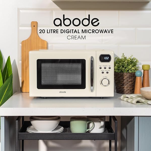 Abode Retro Microwave 20 Litre Cream Digital 800W, Mirror Finish, 8 Auto Cook Settings & Defrost, 5 Power Levels AMD2004C (Cream) - 3