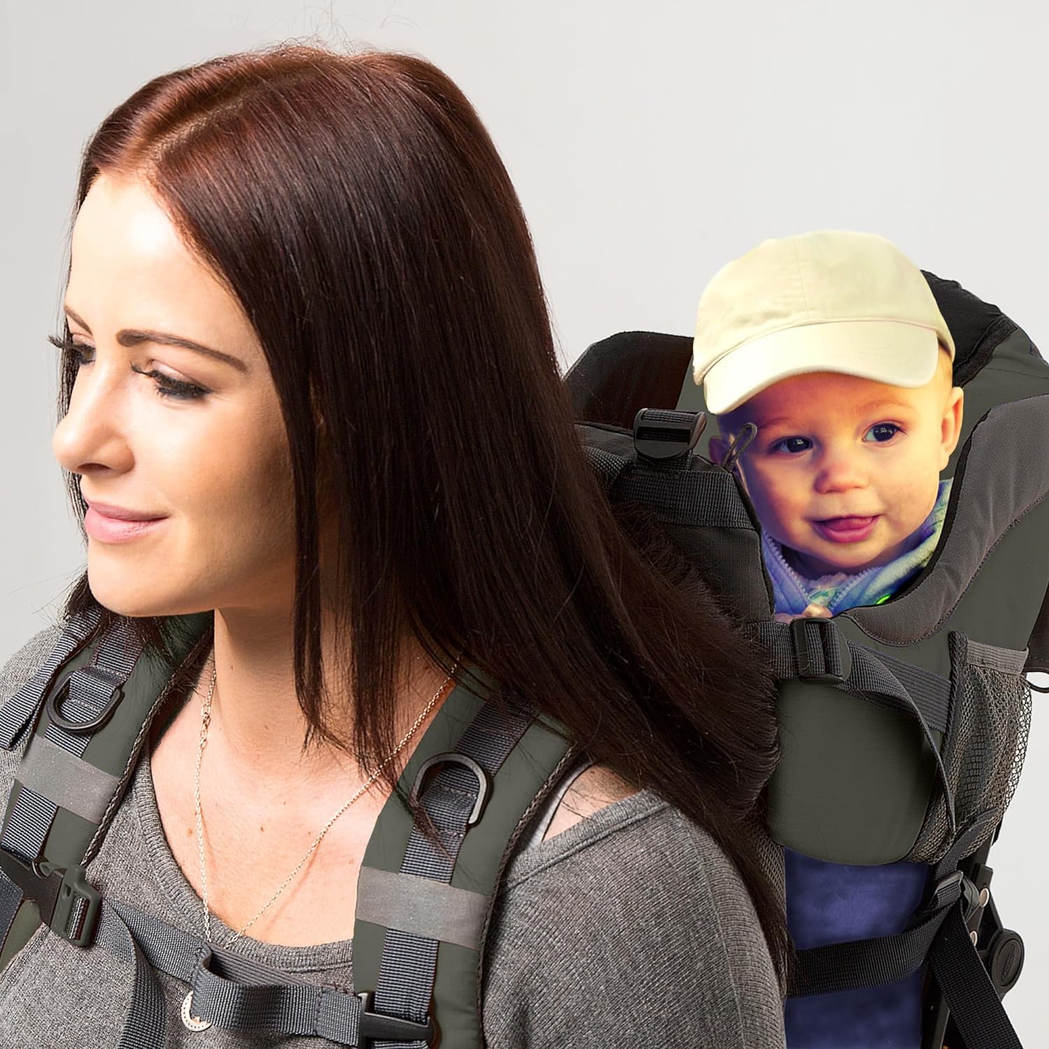 Porte Bebe Randonnée - Sac à Dos Porte Bébé Randonnée - Confortable Porte Bébé Dorsal Randonnée 18 Kg - Porte Bebe Sac a Dos avec Tapis à Langer, Poche Isolante, Capuche de Pluie et de Soleil