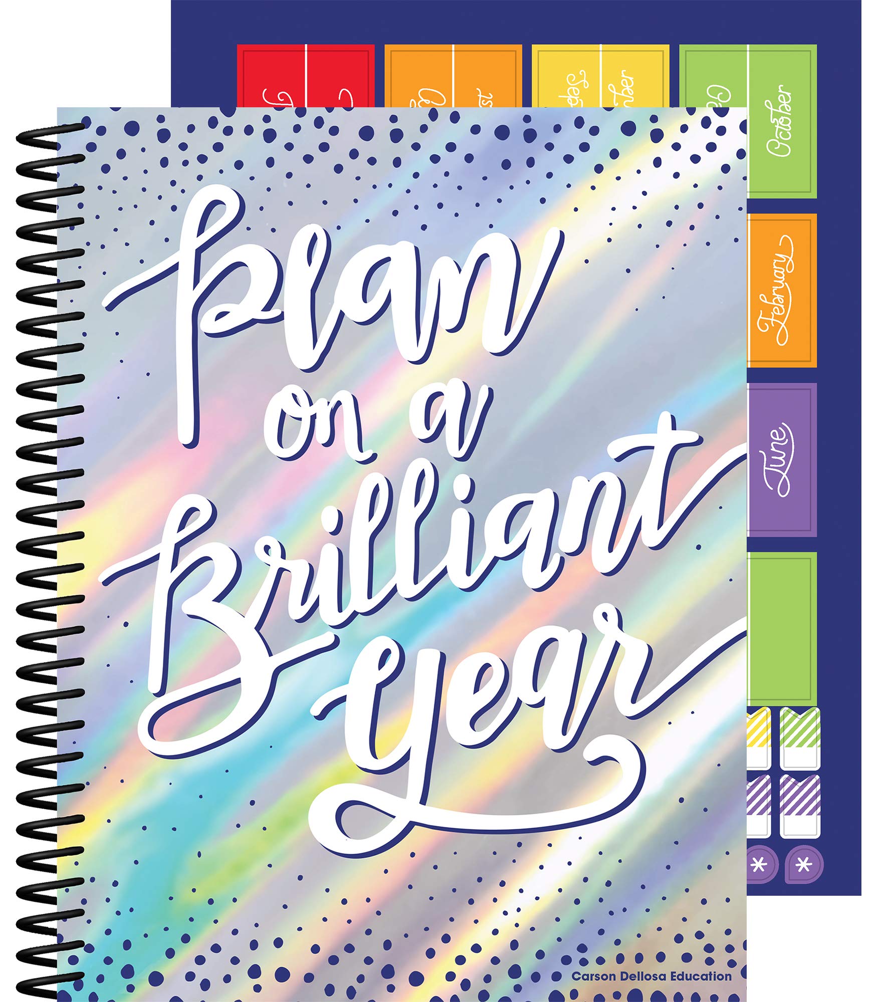 Carson Dellosa Sparkle and Shine Teacher Planner 2025-2026, Undated Holographic 8" x 11" Lesson Plan Book, Stickers, Class Schedule, Weekly Calendar