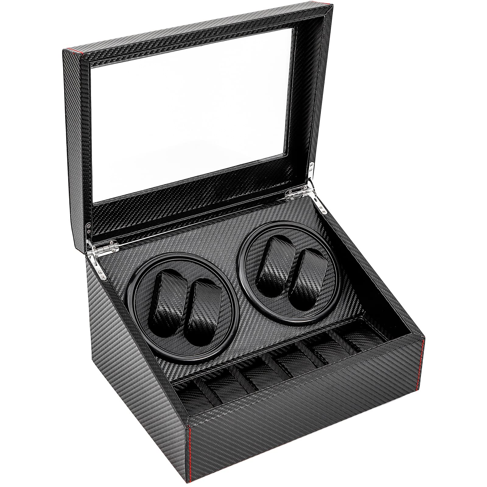 Automatische Uhrenbeweger Box, Uhrengehäuse-Organizer, 4+6 PU Leder Uhrenbeweger Uhrenvitrine für Automatikuhren