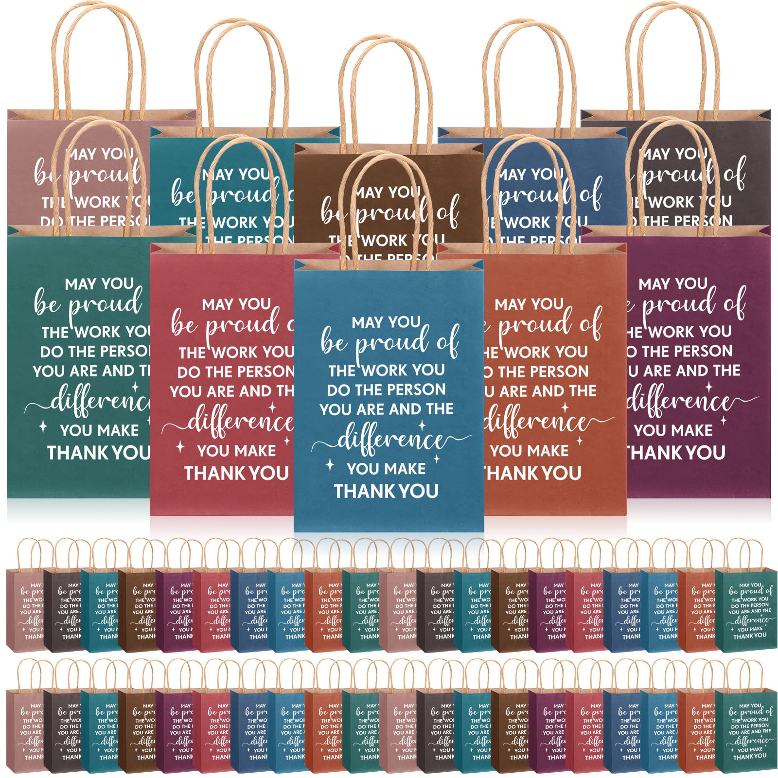 ReliThick Lot de 100 sacs cadeaux de reconnaissance des employés en vrac « May You Be Proud of The Work You Do » - Cadeaux inspirants pour les enseignants, les collègues, le personnel, les infirmières