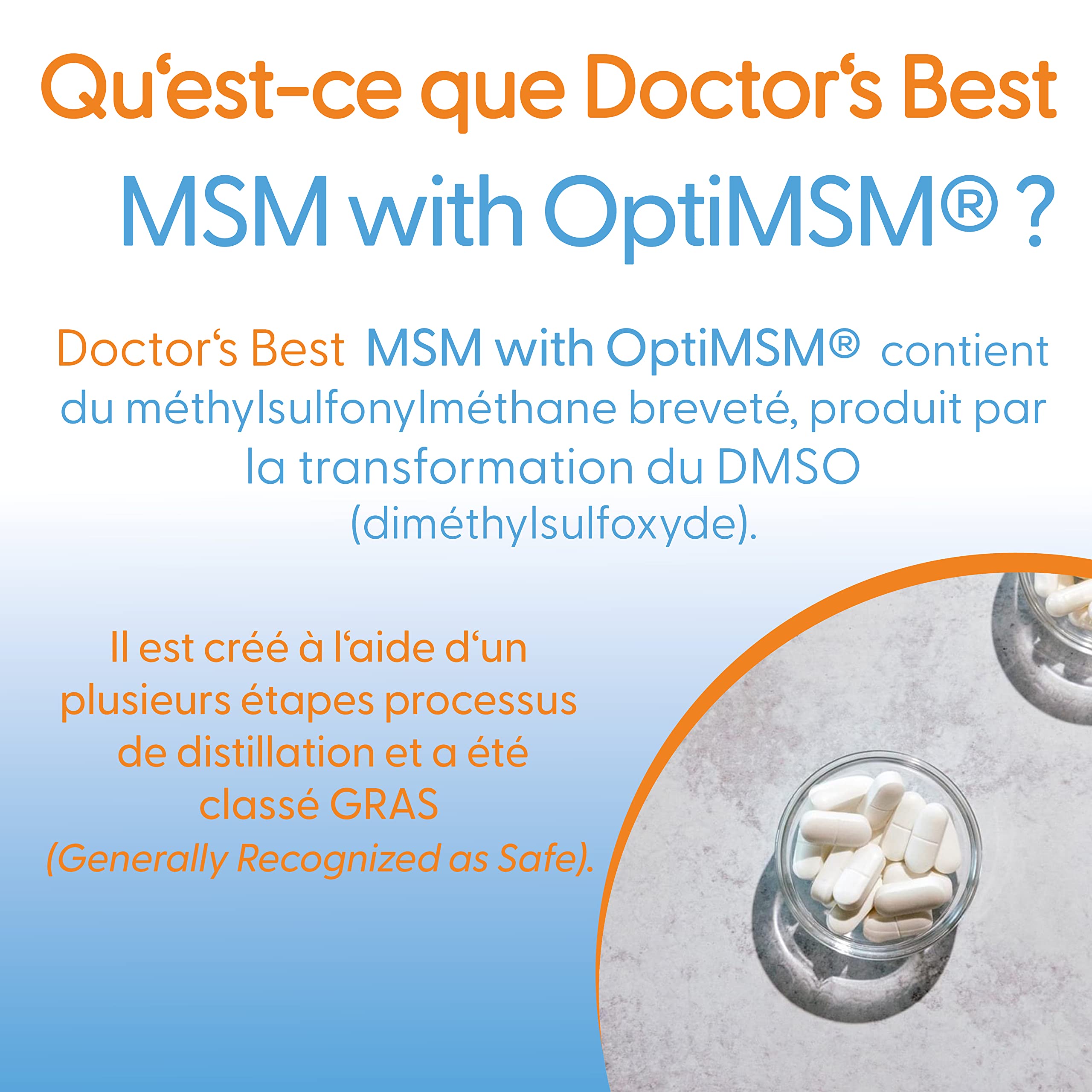 Doctor's Best, MSM, avec OptiMSM, 1.500 mg, 120 Comprimés végétaliens, Hautement Dosé, Testé en Laboratoire, Sans Soja, Sans Gluten, Sans OGM, Soufre Naturel