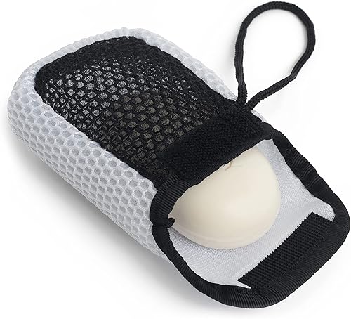 MainBasics Bolsa de jabón exfoliante de doble cara para el cuerpo, se adapta a barras de jabón de tamaño estándar, color blanco