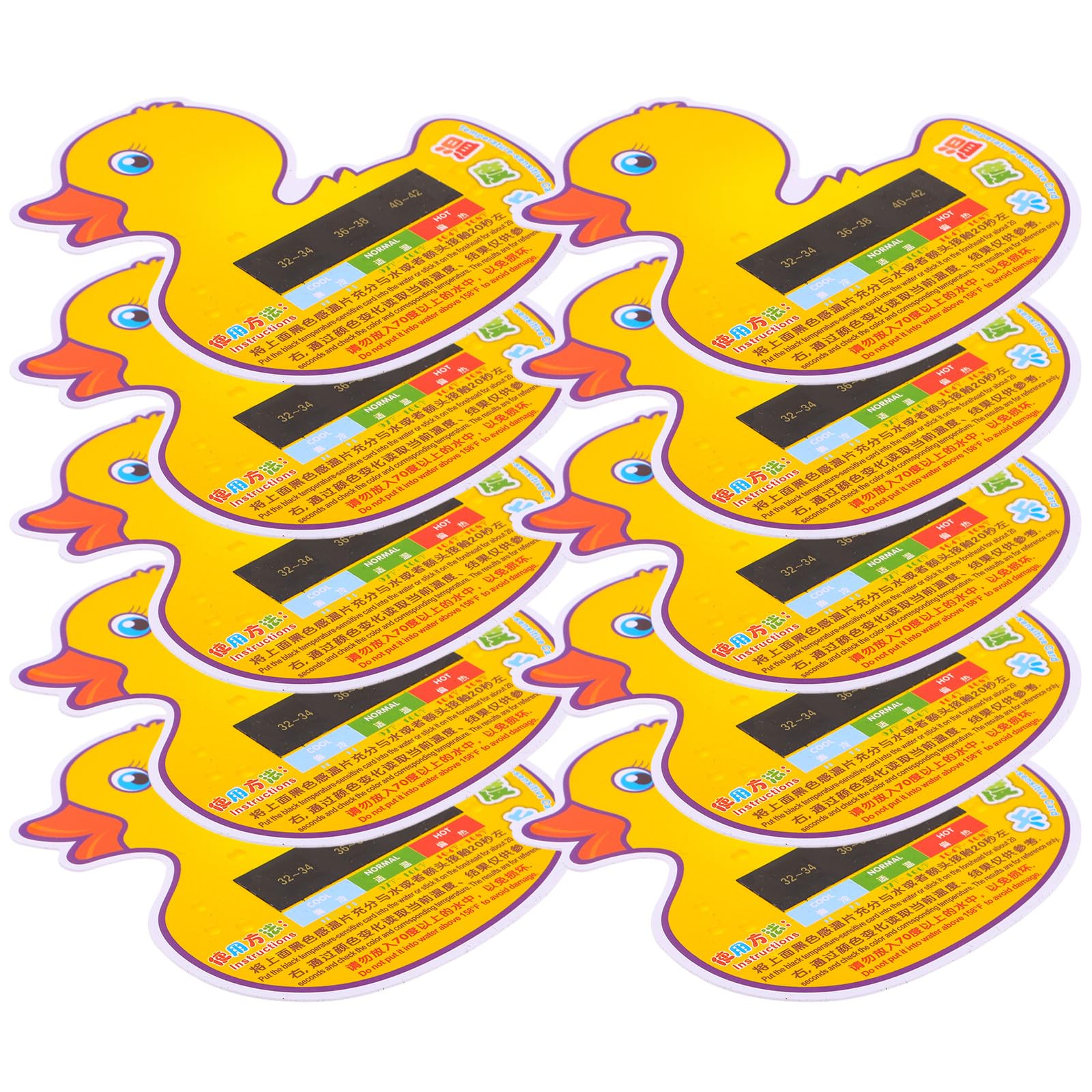 FRCOLOR 10pcs Bath Thermometer Cards Duck Shaped Lcd Water Temperature Gauge for Newborns Bath Safety Monitor