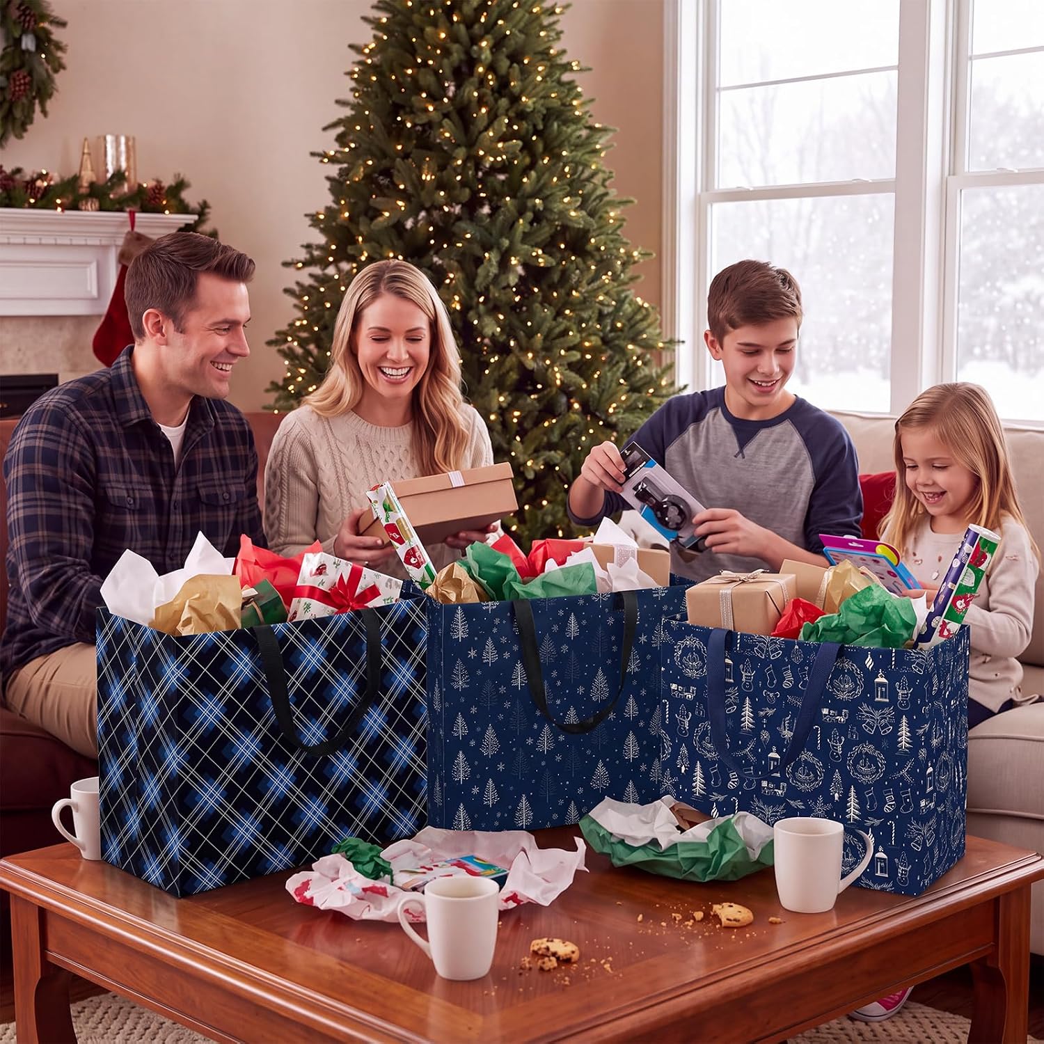 12 Pcs Blue Extra Large Christmas Gift Bags Bulk image 5