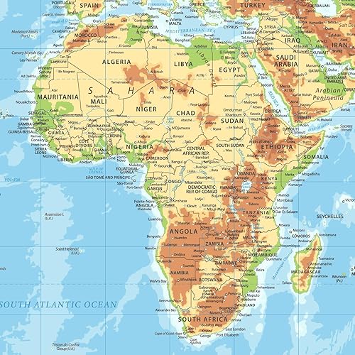 Miniatura 6 de Tapiz del mundo del mapa, tapiz educativo para colgar en la pared para sala de estar, dormitorio, oficina y aula, póster decorativo de pared, 60 x