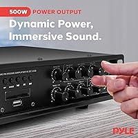Vista 2 de Pyle Amplificador de mezcla PA Bluetooth - Amplificador de potencia estéreo de montaje en rack de audio para el hogar de 500 W, pantalla LED