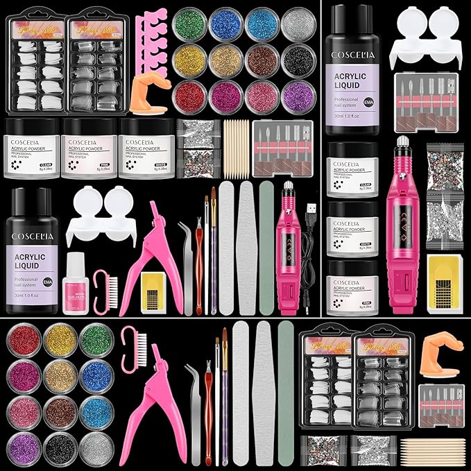 Acrylic Nail Kit with Drill for Beginners with Everything