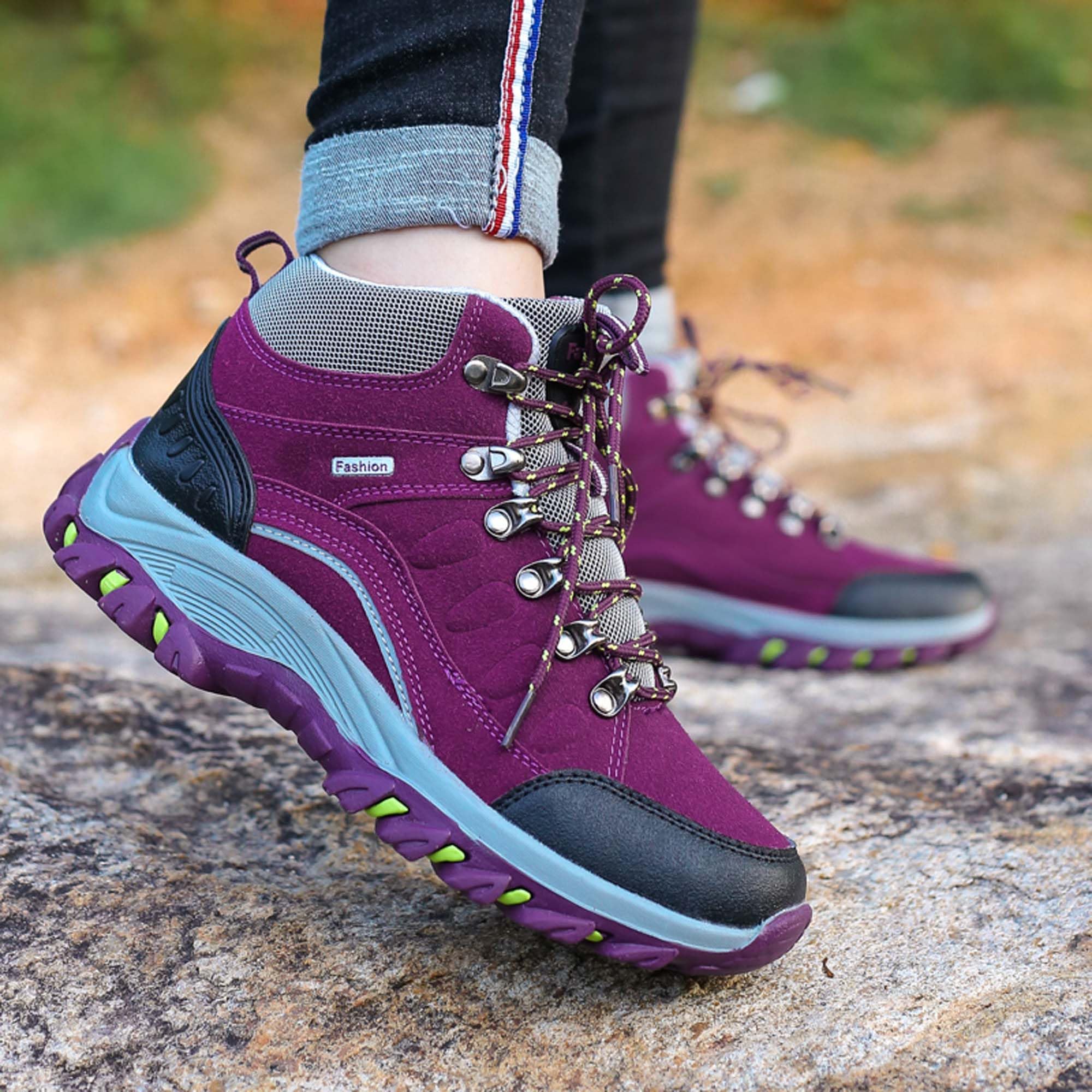 EKSMA Zimowe męskie buty turystyczne w dużych rozmiarach z pluszową izolacją, bawełna outdoorowa, w podróż, lekkie buty trekkingowe, Fioletowy, 40 EU