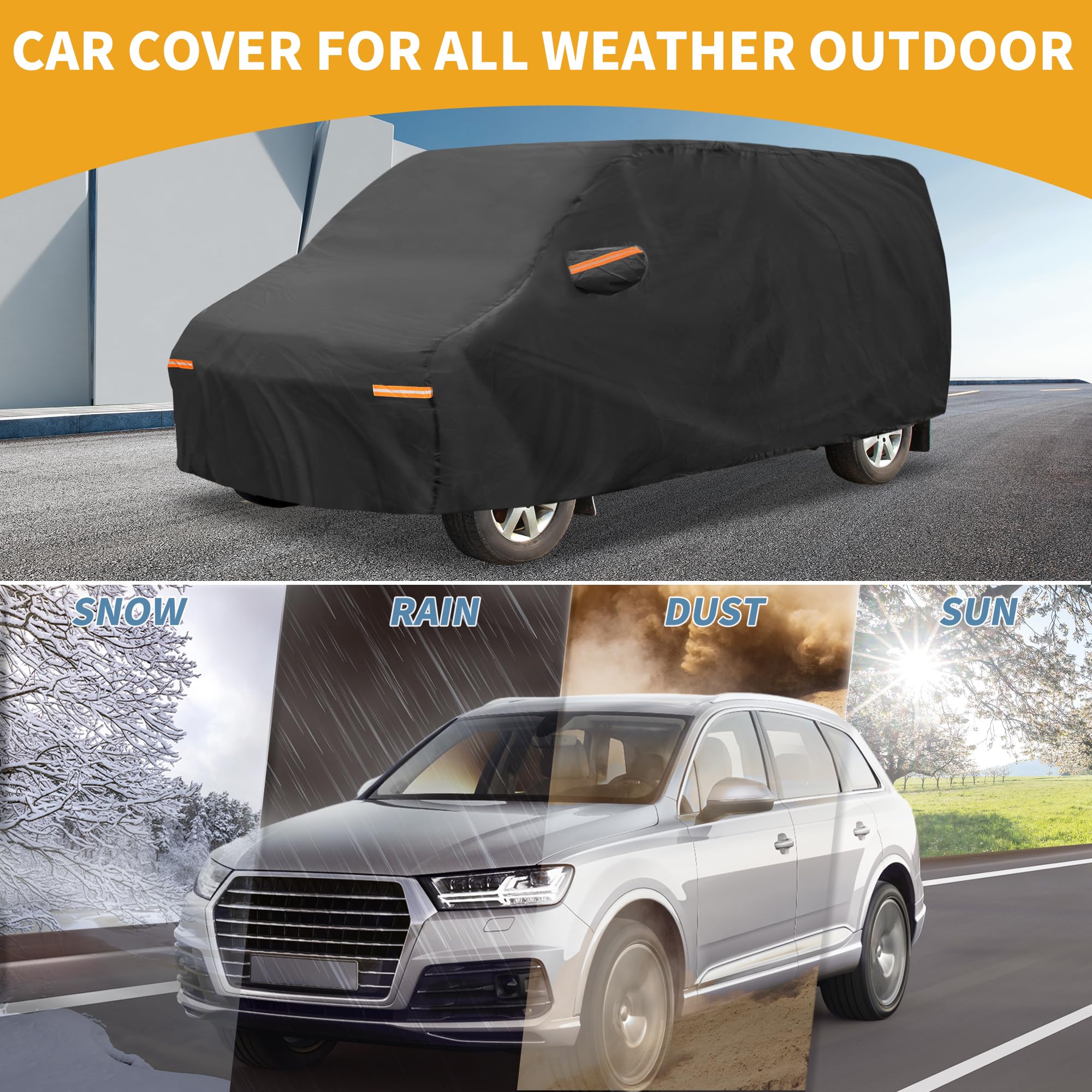 Pokrowiec samochodowy, wodoodporny, na każdą pogodę, na zewnątrz, ochrona przed słońcem, deszczem, pełna osłona zewnętrzna, do Volkswagena T5 SWB, do Volkswagena T6 SWB, czarny W/paski