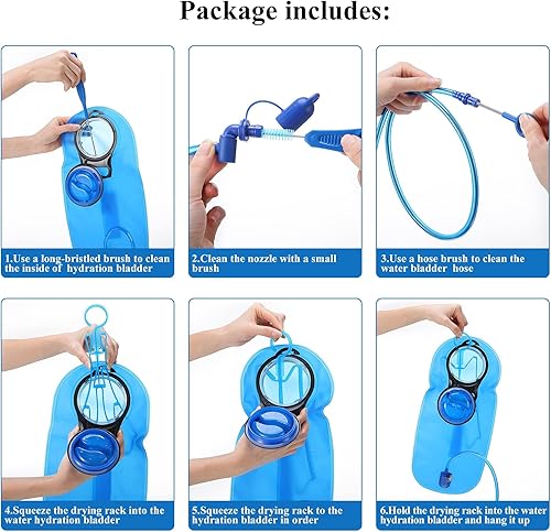 Miniatura 8 de Kit de limpieza de vejiga de hidratación, juego de limpiador de vejigas de agua con cepillo largo flexible para manguera, válvula de mordida pequeña