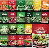 NatureZ Edge 20 Variety Heirloom Vegetable Seeds Kit - Non-GMO Winter Garden Seeds with Melons for Easy Outdoor Planting