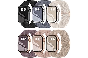 6 Pack 'Pop of Color' Braided Solo Loop Bands Compatible with Apple Watches