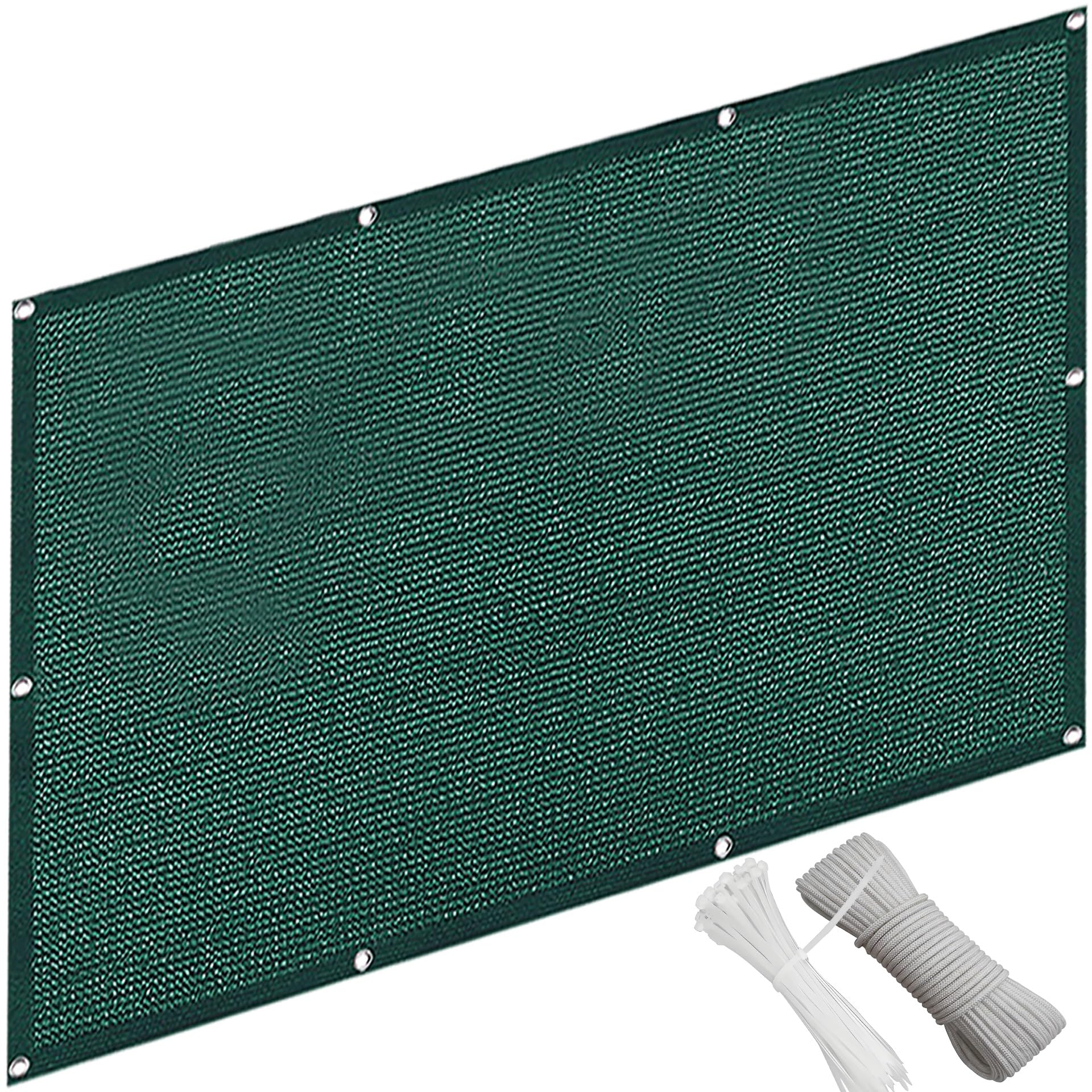 QINLIQIN Windbreak Netting 1.1 x 8 m Garden Privacy Fence UV Protection, Anti-Peeping 1 Cm Aperture Includes Cable Ties for Outdoor Pool, Porch, Railing, Dark Green