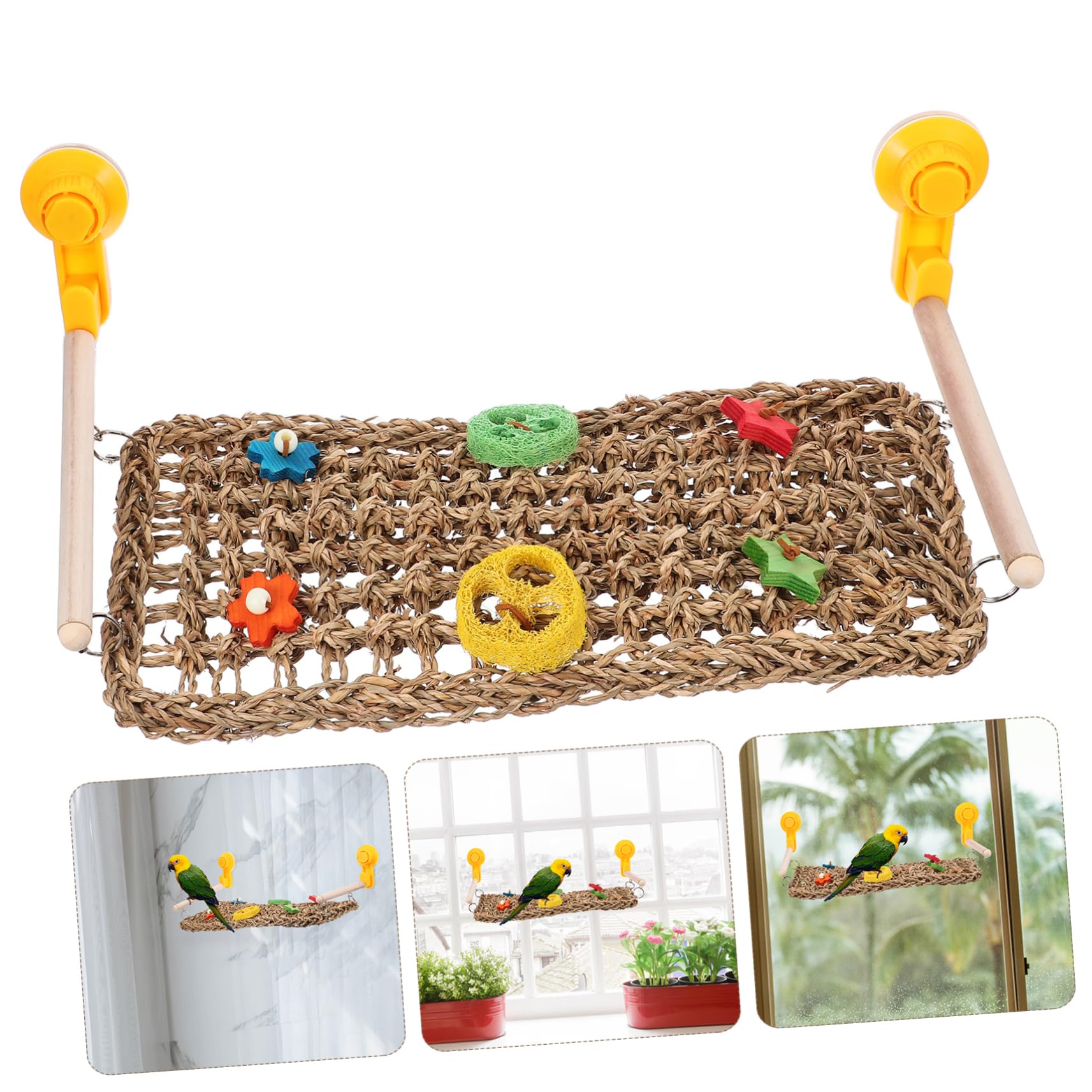 Vogelspielzeug Für Papageien Und Nymphensittiche Woven Hammock Kletterseil Und Kletterleiter Aus Robustem Gras Für Aktives Spielen Und Klettern Im Vogelkäfig