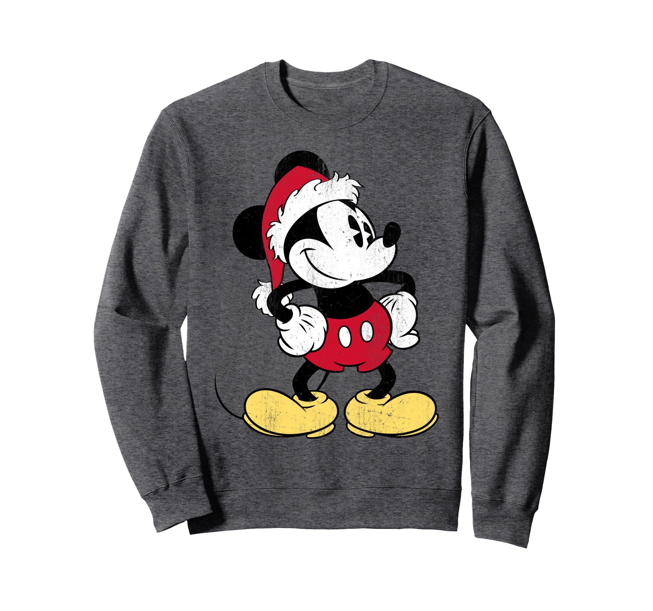 Sweatshirt Disney Santa Mickey Mouse pull de Noël rouge chaud molletonné