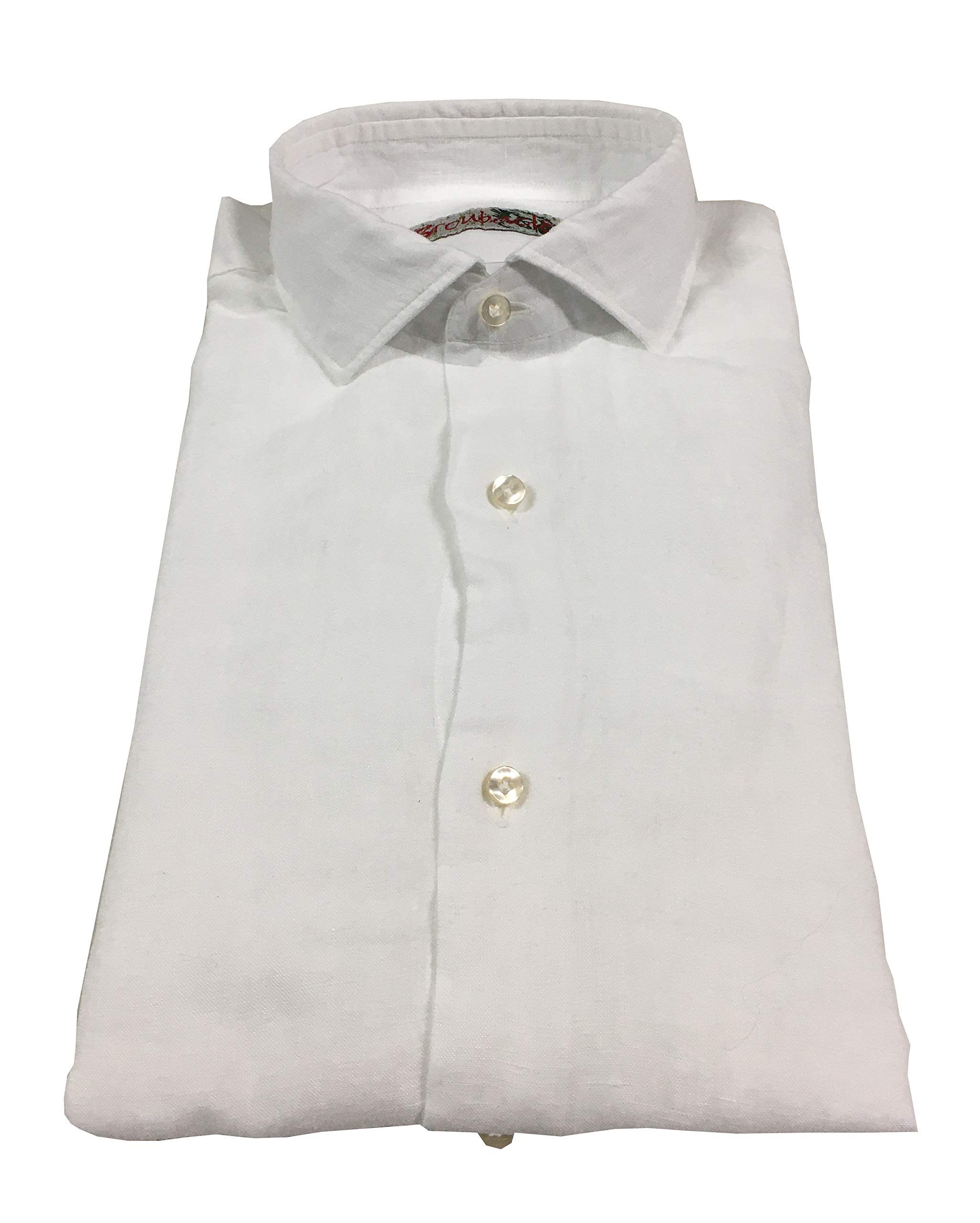 Camisa de manga larga para hombre, modelo Nisida, 100% lino 1 Bianco XXX-Large
