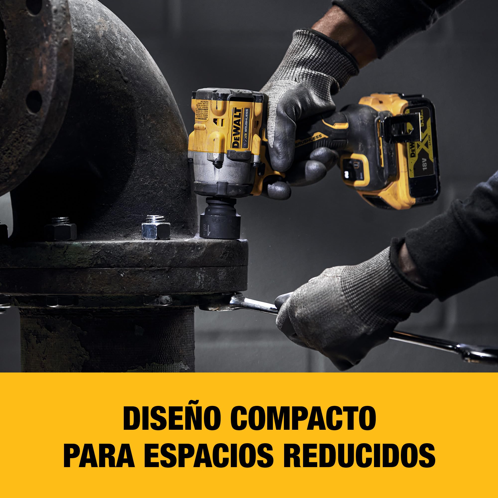 DEWALT Llave de impacto compacta 18V XR Brushless 1/2" con yunque de pasador de retención, solo herramienta, DCF922N-XJ