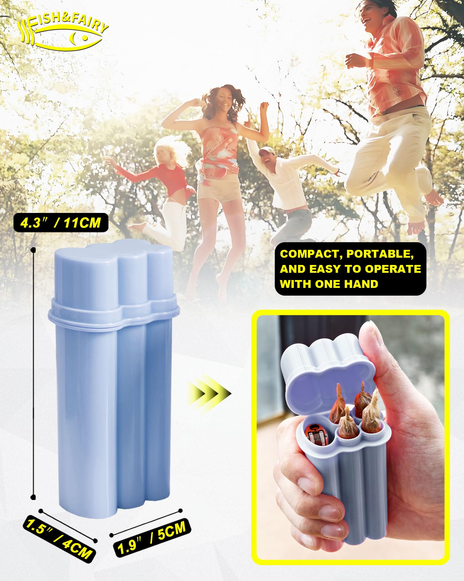 4-Hole King Size Pre-roll Cone Holder Case, Cigarette Case for Regular Size Cigarettes & King Size, Small Container Lighter Box, Smoking Accessories for 1-1/4 Size Pre Rolled Rolling Paper: 3 PACK BLUE 4-6 Capacity