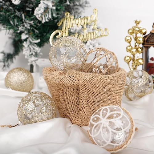 Miniatura 7 de 30 adornos de bola de Navidad de 2.36 pulgadas, grandes, irrompibles, de plástico transparente, estilo rústico, champán, adornos de Navidad para