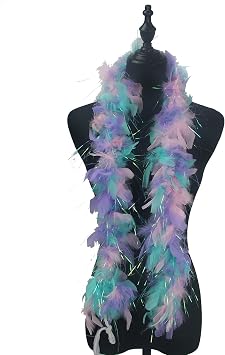 2 Pieces 25 Gram, 4 Feet Long Chandelle Feather Boa, Great for Party, Wedding, Halloween Costume, Christmas Tree, Decoration Unicorn Mix Color