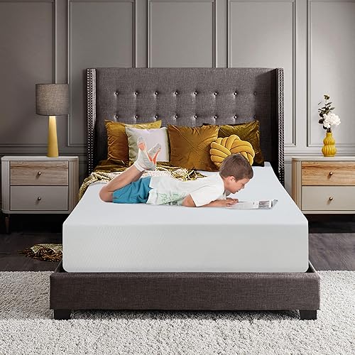 Miniatura 17 de MKDLUFEI Colchón de espuma viscoelástica de gel de 10 pulgadas tamaño matrimonial en una caja para un sueño fresco y alivio de presión, certificado