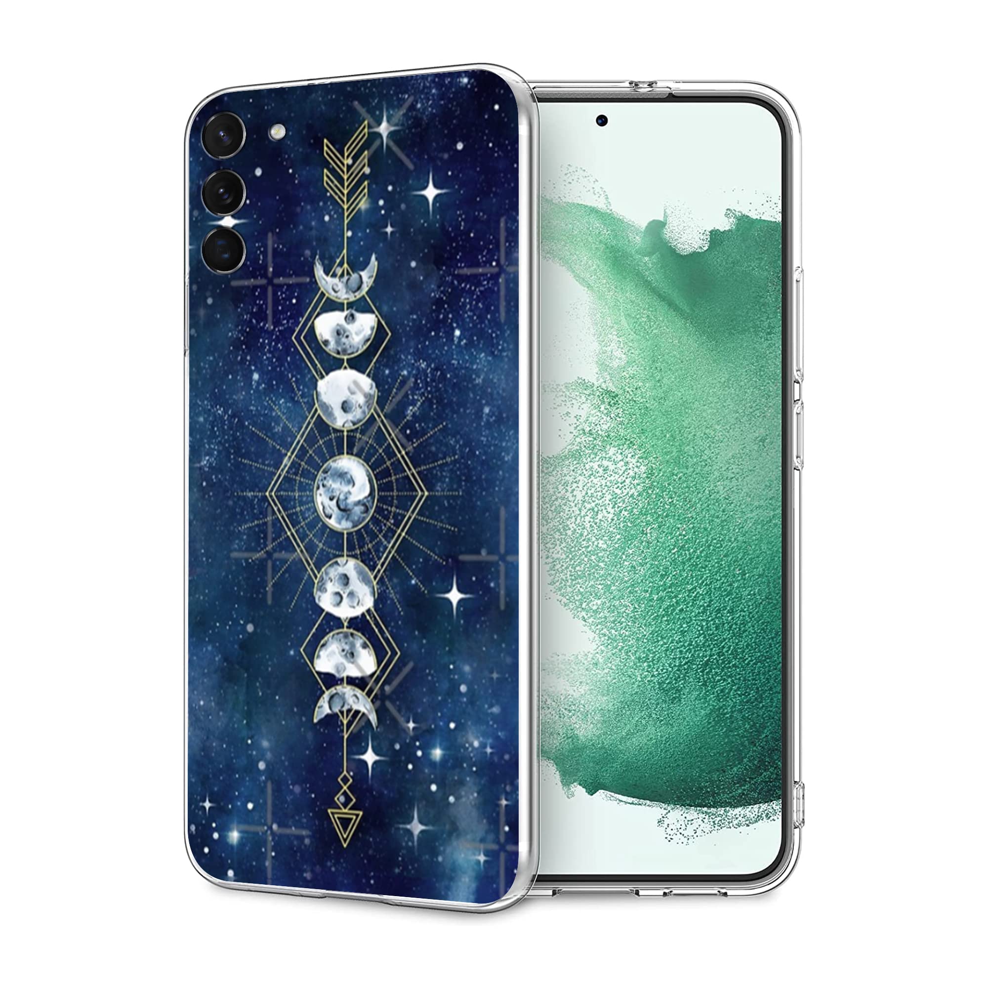 HUIYUEKUAI Aesthetic Case for Samsung Galaxy S23 Plus, Starry Sky Moon Eclipse Shockproof Protective Cover Case for Women Girls