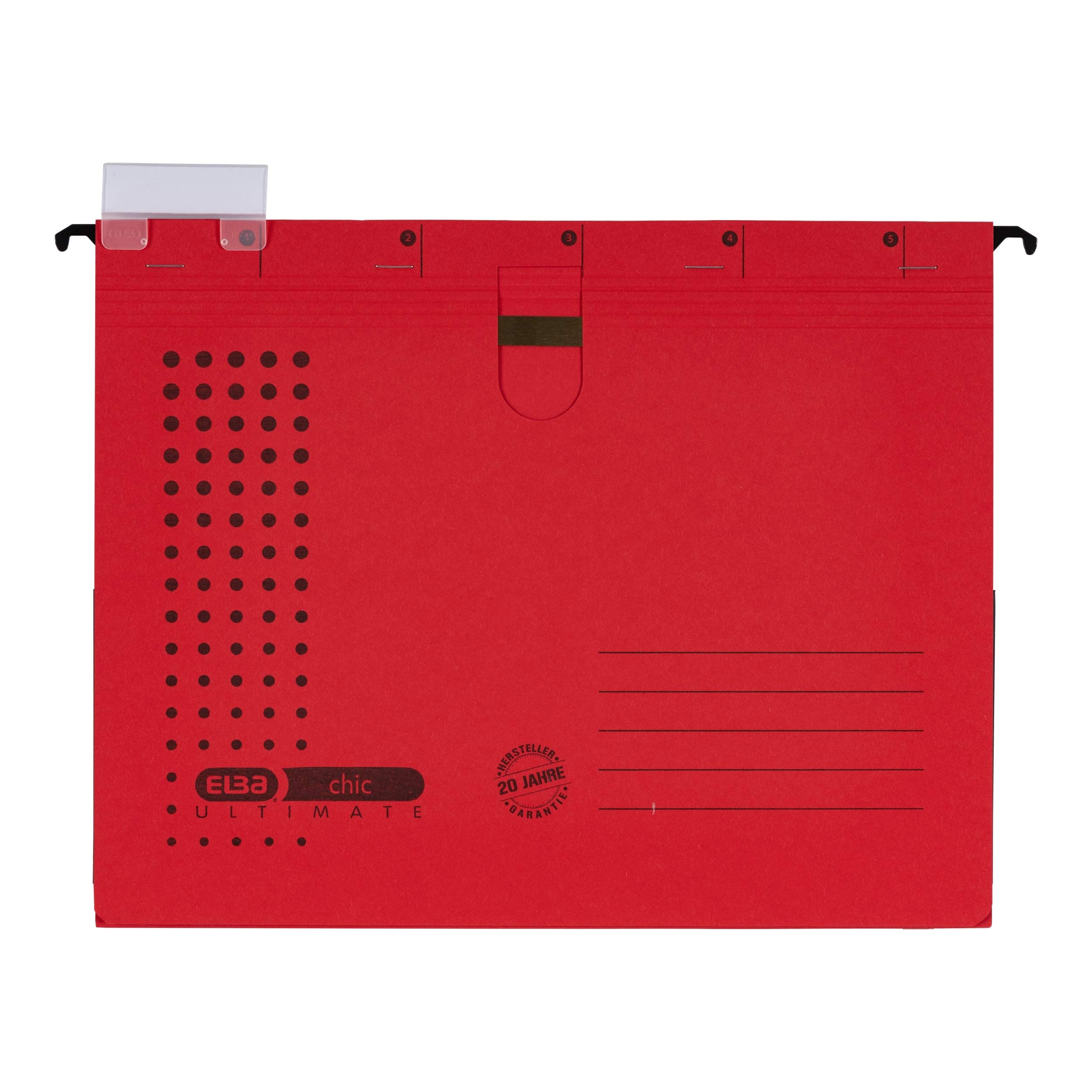 Elba chic Ultimate 100333013 Cartellina 5 fogli con 5 divisori con Tasca espandibile, confezione da 5, colore: rosso