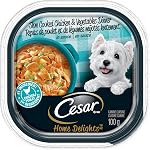 CESAR Accueil Plaisirs Nourriture pour chien humide - Poulet cuit lentement & Légumes Dîner à la sauce - 100g (24 Boîte)