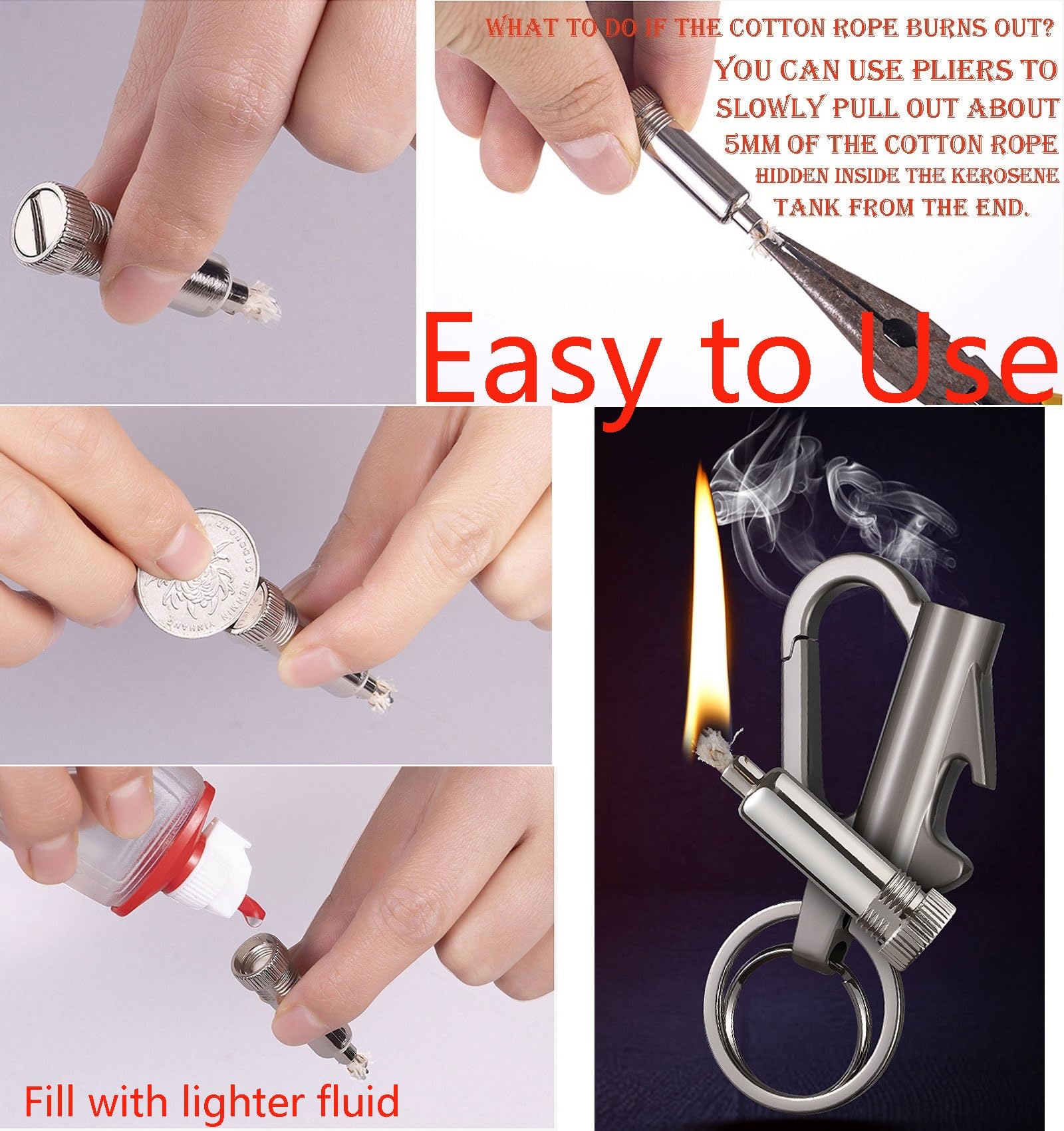 Allumette permanente (3 Paquets) - Plus de 10000 Coups de feu for Briquet, Briquet à kérosène, Allume-feu for Camping, Outil de Survie Tactique(Black+Gold+Silver)