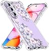 Funda para Samsung Galaxy A57 con mármol y flores [protección contra caídas de grado militar Buffertech 6.7 pies] [tecnología anti-despegue] marco de TPU transparente para teléfono 5G (Foliolosa) 1