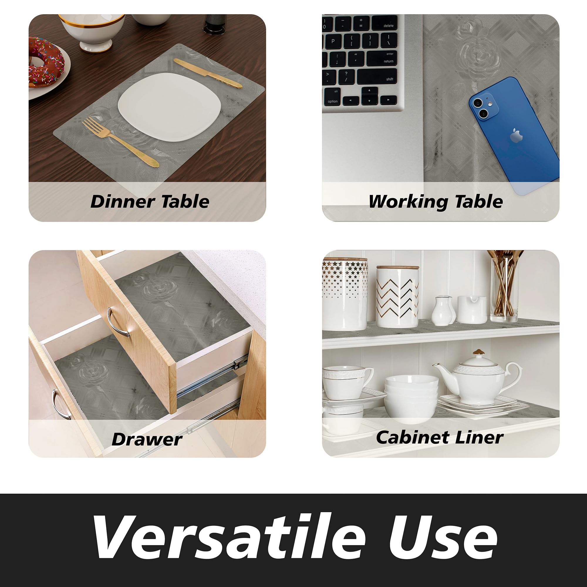 Urbane Home Shelf Liner | Kitchen Cabinet Shelf Protector | Kitchen Liners for Cabinets and Drawers | Drawer Liner Mat | Self Shining Shelf Liner Cabinet Mat | 3 MTR | Golden 3