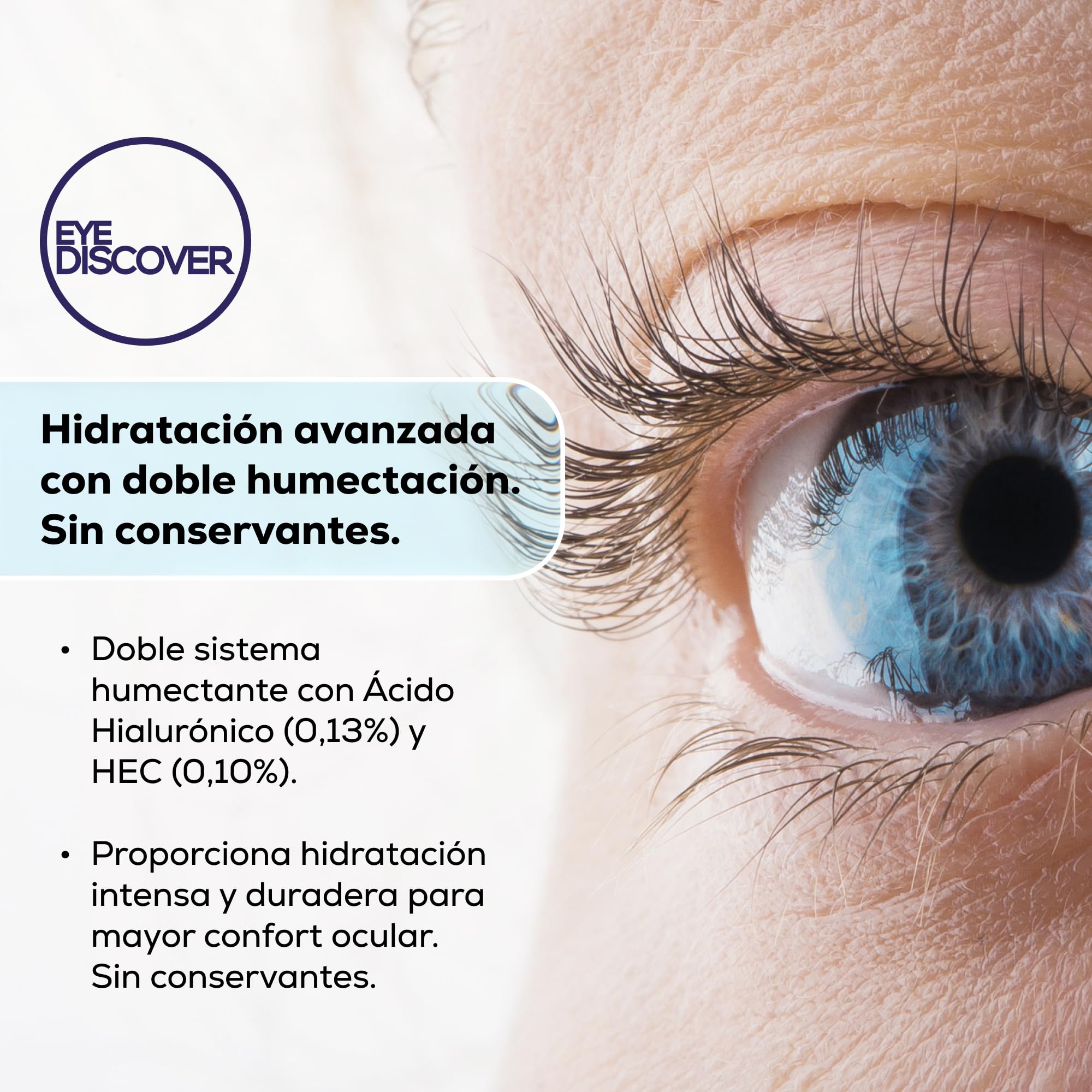 Gotas Ojos Secos Monodosis con Doble Humectación, Lágrimas Artificiales con Ácido Hialurónico e Hidroxietilcelulosa, Hidratantes, sin Conservantes, 20 Viales Monodosis de 0,35 ml