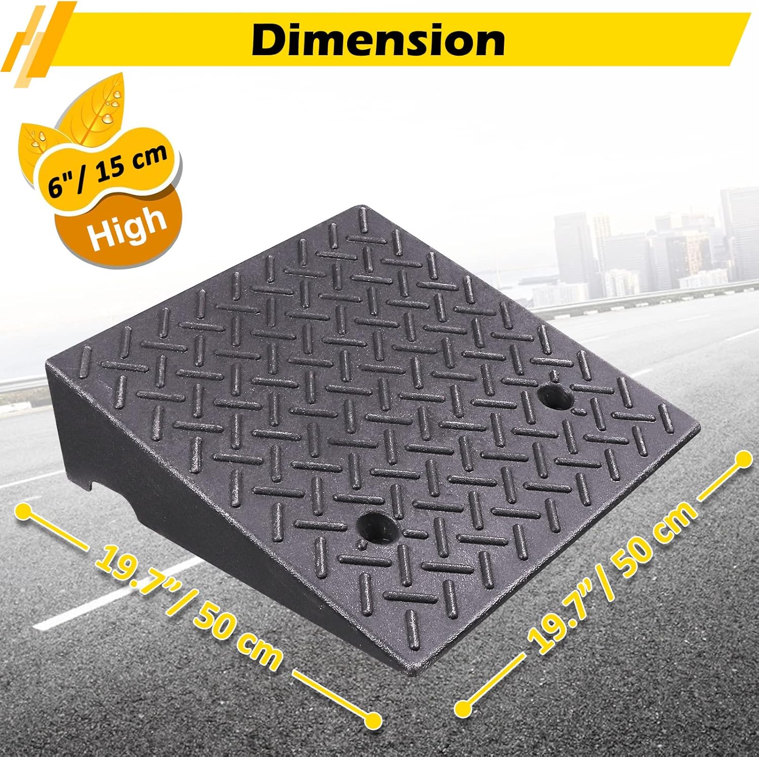 Tevlaphee 6” Curb Ramps for Driveway - Heavy Duty Rubber Shed & Threshold Ramps Portable Ramps for Sidewalk Cars Wheelchairs Pet Mobility 19.7” L x 19.7” W x 6” H 1 PCS : Industrial & Scientific