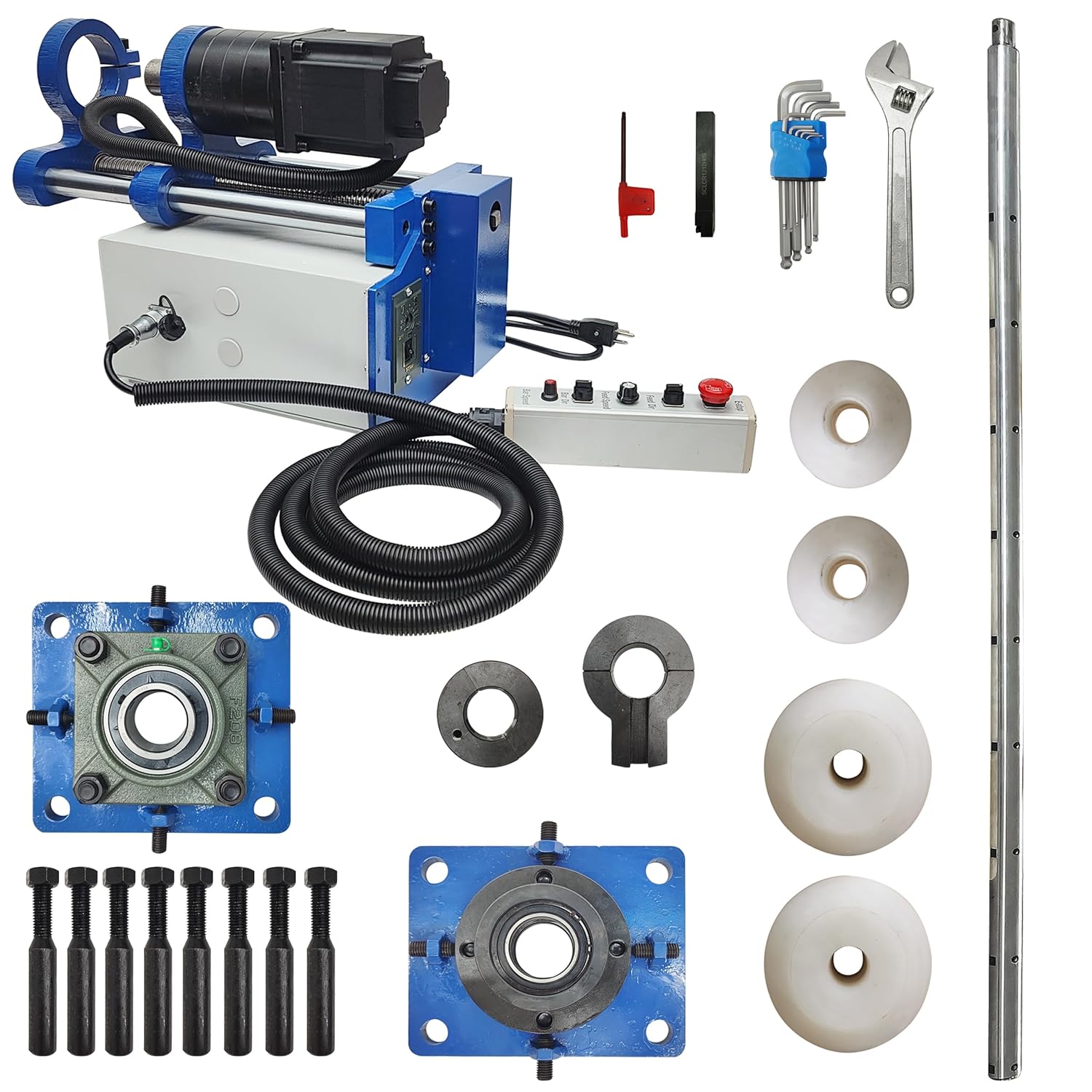 110V Line Boring Machine Portable - Process Diameter 2.16"-7.87", Boring Rod 5.2' x 1.96", Multi-Functional Control Handle, Easy to Operate, for Excavator Loader