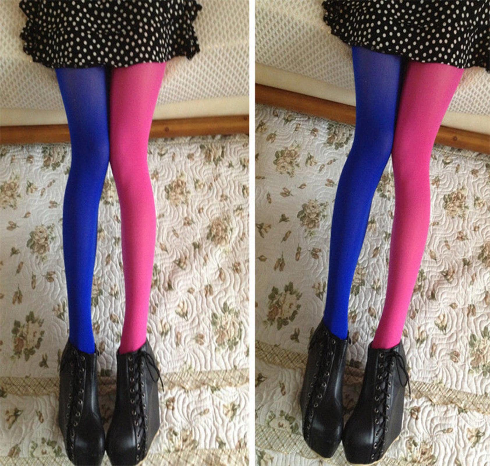 Calze Sexy da Donna Collant con Piedi Patchwork Collant Elasticizzati Calze di Seta Elastiche a Due Colori Gambe magre Collant Sexy (IA)