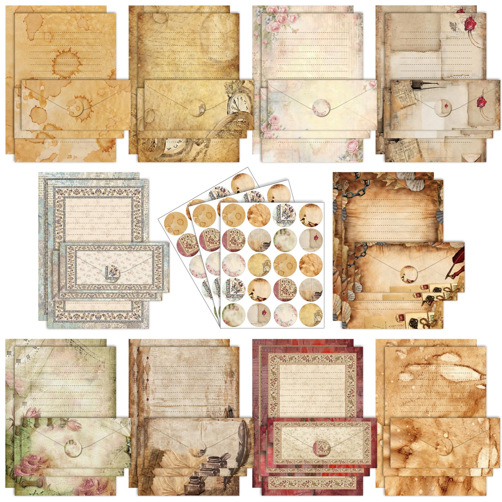 TaoBary 160 Pcs Vintage Stationery Paper and Envelopes Set, 8.5 x 11''