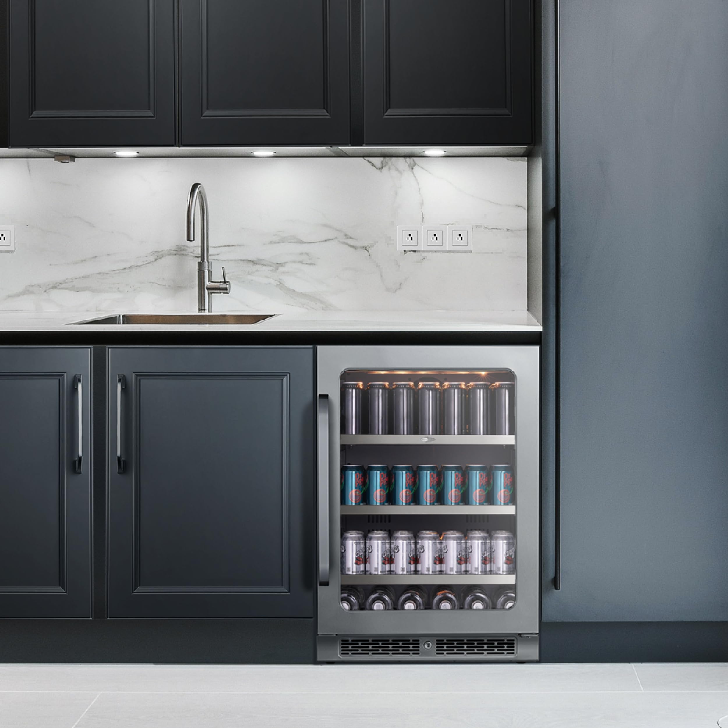 Whynter Bsr-140sb 24 Inch Built-Ln 140 Cans Undercounter Stainless Steel Beverage Fridge With Reversible Door, Digital Control, Lock, And Carbon Filter on Fridge.com - View 6