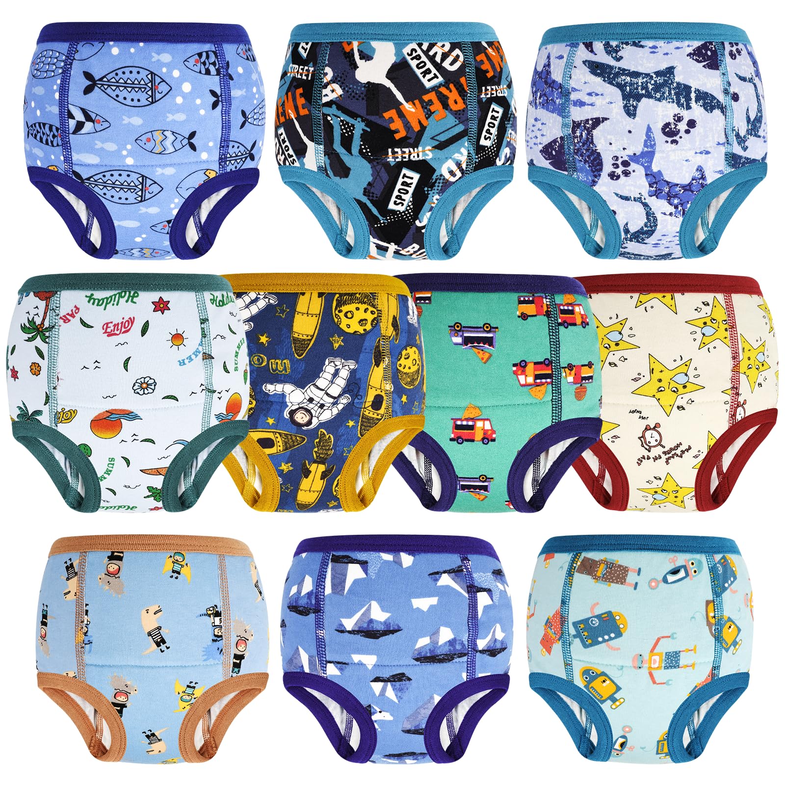 MOEMOE BABY Potty Training Pants Cotton Toilet Training Pants Toddler Training Underwear Reusable Training Pant,Purple Unicorn,10 pack,3 Years — view 11