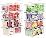 ISPECLE Organisateur de congélateur - Petits paniers de rangement pour 7 Cu.Ft, 3 Poignées d'accès faciles, paniers en fil de congélateur de profondeur empilables, verticales Space Tri pour la viande congelée, les légumes et les articles enrobés