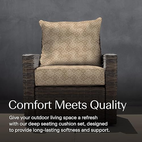 Vista 91 de Honeycomb - Asiento profundo para exteriores, 24 pulgadas de ancho x 23 pulgadas de profundidad, cojín para silla de exterior, rayas marfil y negro